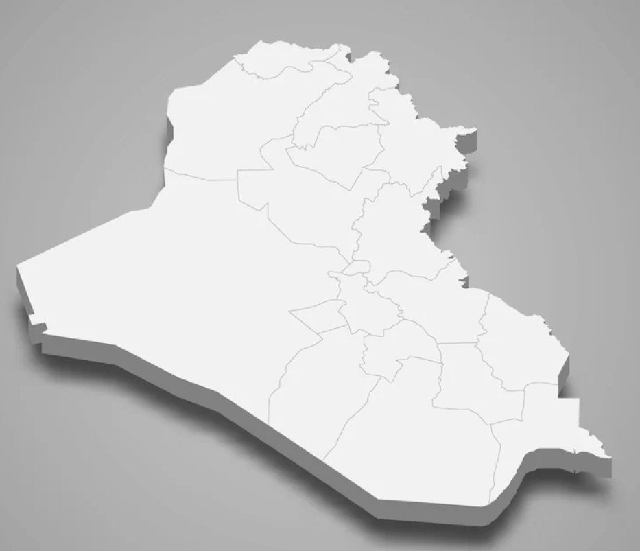 Map of Iraq showing the Baghdad headquarters and the Erbil regional warehouse